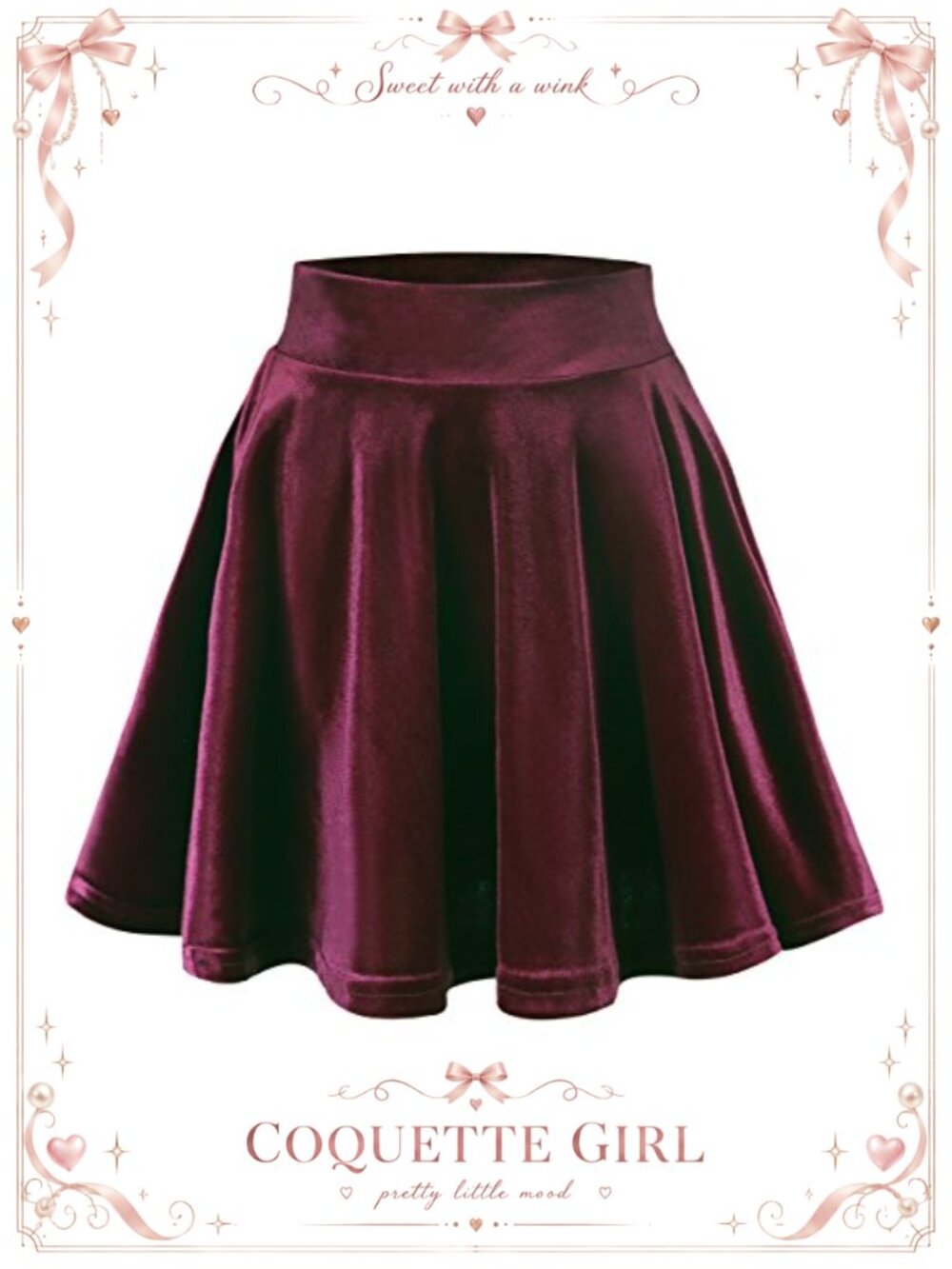 Velvet Stretchy Mini Flared Skater Skirt